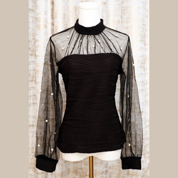 Chicme Black Holiday Blouse Size M (NWT) - Picture 1 of 3